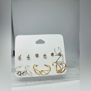 NWT: Icing Multi-Tone Stud and Mini Hoop 6 piece Earring Set